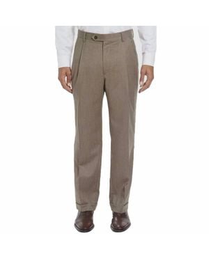 Berle Super 100S Worsted Wool Flannel Trouser - Gray