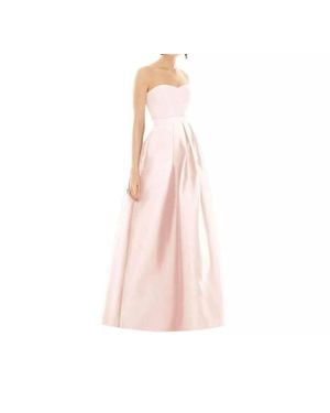 Alfred Sung Strapless Sweetheart Satin Gown Dress - Pink