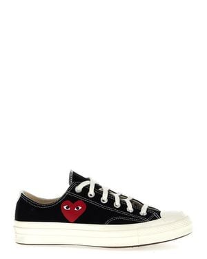 Comme des Garçons Canvas Sneakers With Contrast Heart Print - White