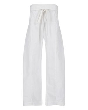 Matteau High-Waist Wide-Leg Pants With Tie Belt - White