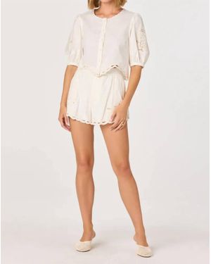 Astr Joellyn Embroidered Cotton Shorts - White