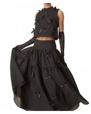 Sister Jane Birdie Bow Midi Skirt - Black