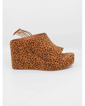 Antelope Brooklyn Leopard Print Platform Wedge Sandals - Brown