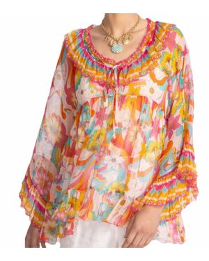 Johnny Was Ruffle Tie Blouse - Orange