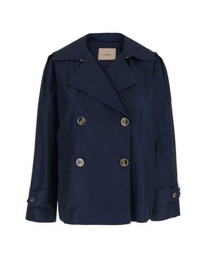Twinset Caban Cropped Double-Breasted Peacoat - Blue