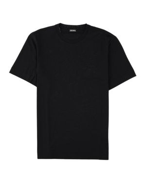ZEGNA Minimalist Crew Neck Cotton T-Shirt - Black