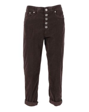 Dondup High-Waisted Tapered Pants With Decorative Buttons - Gray