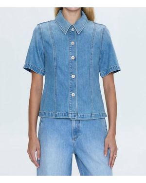 Pistola Cyndi Short Sleeve Denim Shirt - Blue