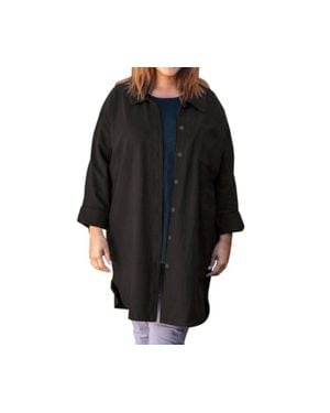 On The Plus Side Cotton Collar Long Sleeve Kendall Shirt - Black