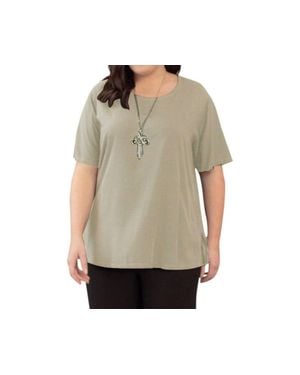 On The Plus Side Rayon Short Sleeve Top - Gray
