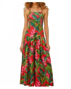 FARM Rio Dream Botanical Print Strappy Maxi Dress - Red