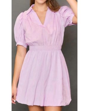 Umgee Puff Sleeve Smocked Waist Mini Dress - Pink