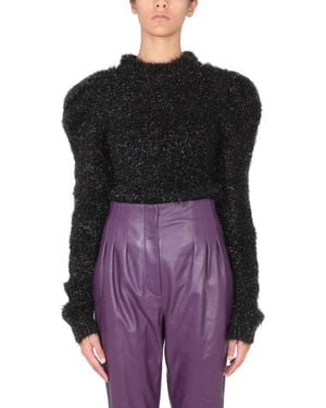 Alberta Ferretti Textured Jersey Top With Structured Silhouette - Black