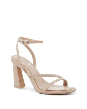 Mix No 6 Harllow Sandals Fall Nude Ankle Strap Block Heel Gal463 - Metallic