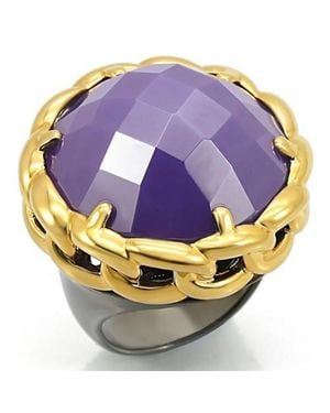 Fashnzfab Ruthenium Brass Ring With Milky Cz - Purple