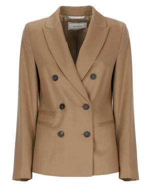 Peserico Wool-Linen Double-Breasted Blazer - Brown