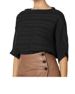 Cleobella Caro Boat Neck Elbow Sleeve Sweater - Black