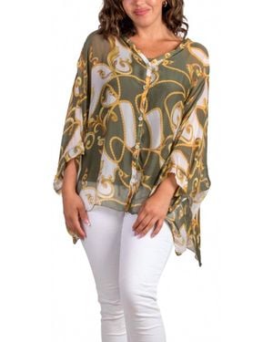Gigi Moda Angelo Baroque Silk Blouse - Green