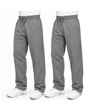 Base Supply Wide Leg Open Bottom Lounge Sweatpants (S-3Xl)-2 Pack - Gray