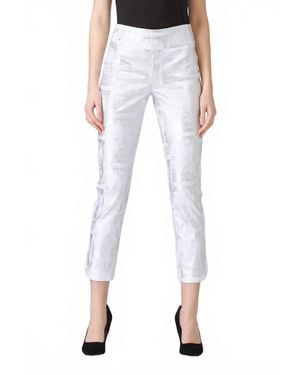 Joseph Ribkoff Metallic Crop Pants - White