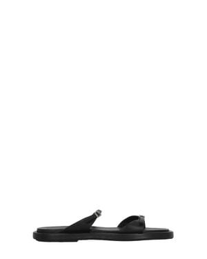 Poeve Two Adjustable Straps Leather Sandals - Black