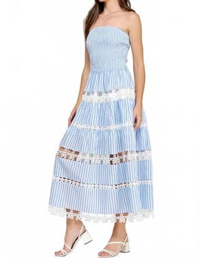 Strut & Bolt Lena Eyelet Midi Dress - Blue