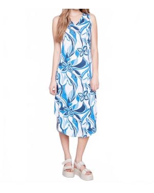 Charlie b Printed Sleeveless Shirt Tail Dress - Blue