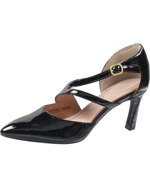 Rockport Total Motion Buckle Leather D'Orsay Heels - Black
