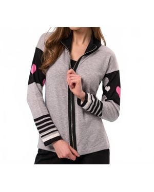 French Kyss Heart Detail Zip Up Jacket - Gray