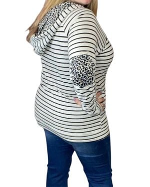 Michelle Mae Leopard Accent Hoodie - Gray