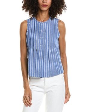Max Studio Pleated Button Front Blouse - Blue