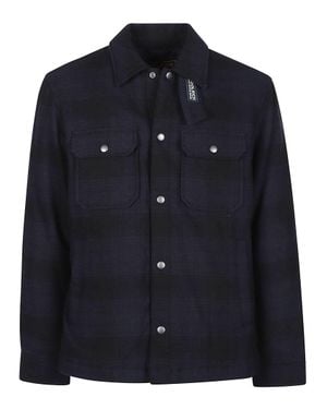 Woolrich Dark Tone Check Alaskan Wool-Blend Shirt Jacket - Blue