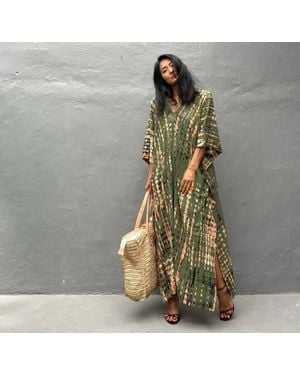 TRUEDAMES Cotton Ombre Beach Robe Loose Striped Bikini Cover-Up Dress, Vacation Maxi Kimono - Blue