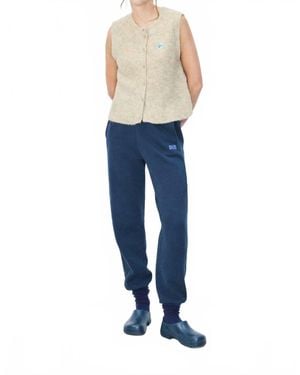 American Vintage East Sleeveless Round Neck Buttoned Cardigan - Blue
