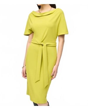 Joseph Ribkoff Crepe Belted Sheath Dress - Yellow