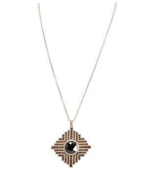 Anna Beck Gili Large Square With Onyx Necklace - Metallic