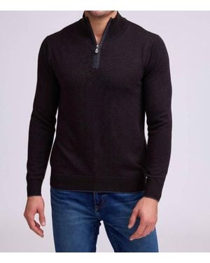 RAFFI Palmer Mock Zip Sweater - Blue