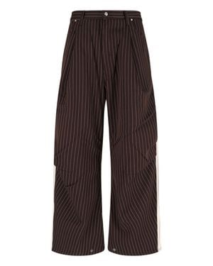 PDF Wide-Leg Pinstripe Pants - Brown