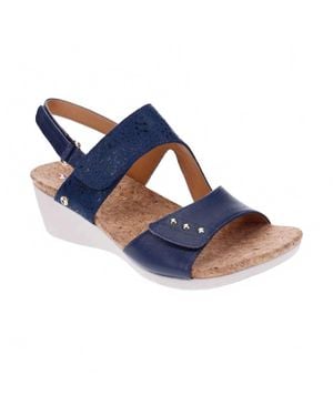 Revere Grenada Back Strap Wedge Sandal - Blue
