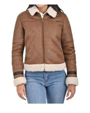Wrangler Ladies Coat With Sheepskin On Collar And Cuffs - Blue
