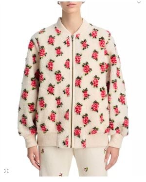 The Great Zip Front Rose Bomber Jacket - Red