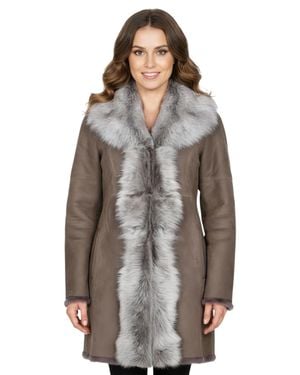 Infinity Leather Taupe Toscana Sheep Suede Leather Trench Coat- Celeste - Brown