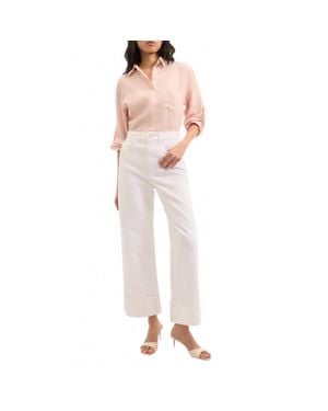 Veronica Beard Taylor Cuffed Cropped Wide-Leg Jeans - Pink