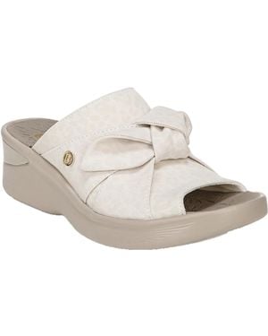Bzees Smile Bow Slip On Wedges - White