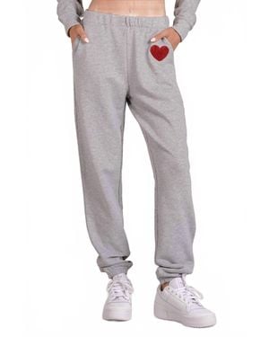Elan Heart Accent Elastic Waist Sweatpants - Gray