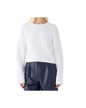 J.Crew Cable-Knit Cropped Sweater - White