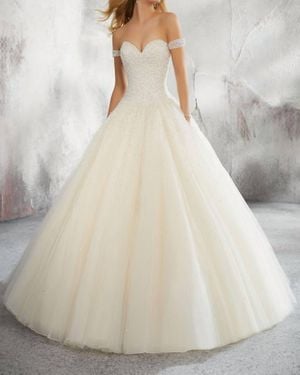 Mori Lee Liberty Crystal And Pearl Gown - Natural