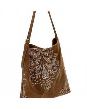 Dipped Shop Boho Embroidered Shoulder Bag - Brown