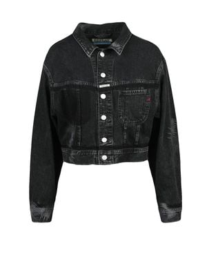 Replay Cotton Button Short Denim Jacket - Black