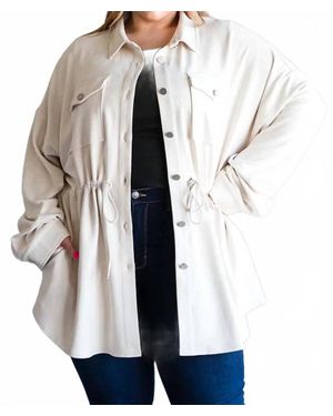Cotton Bleu Faux Suede Shirt Jacket - Blue